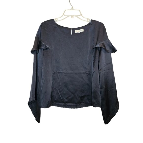 Odd Molly Womens Black Silk Blouse With Ruffled Sleeves Small Goth Whimsygoth - Picture 3 of 7